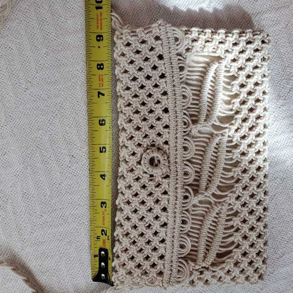 Macramé Shoulder Clutch Purse 9"x5.5" - Picture 8 of 11